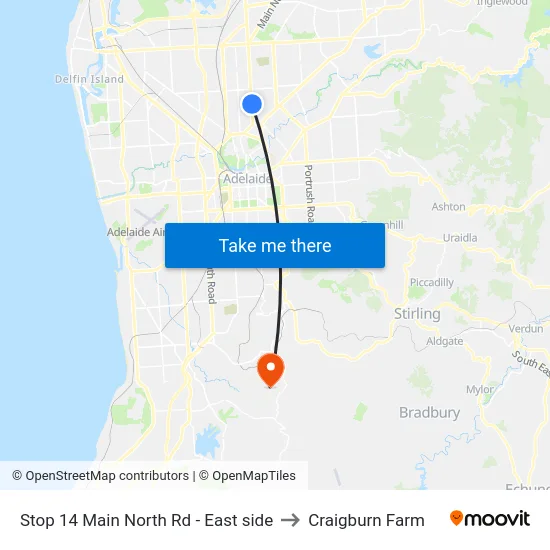 Stop 14 Main North Rd - East side to Craigburn Farm map