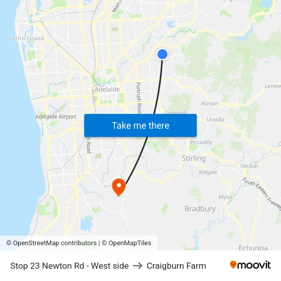 Stop 23 Newton Rd - West side to Craigburn Farm map