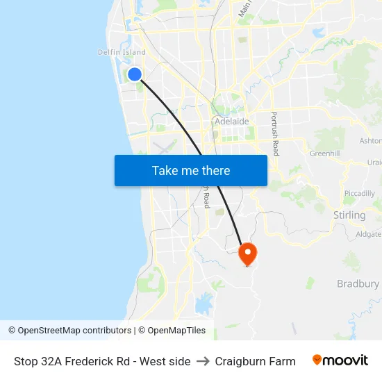 Stop 32A Frederick Rd - West side to Craigburn Farm map