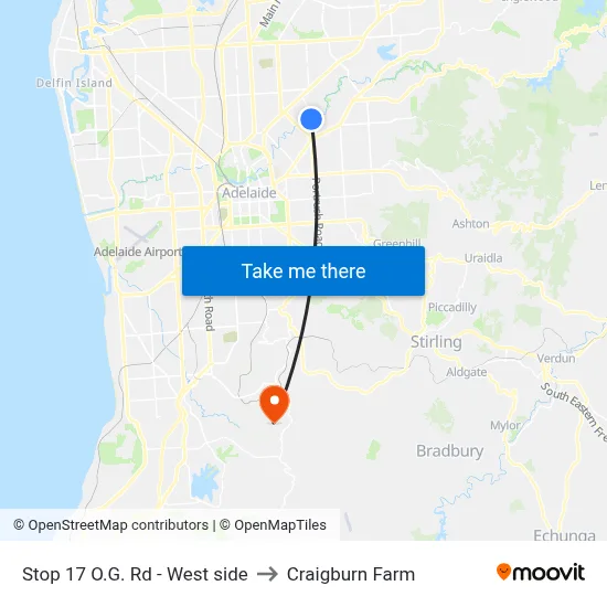 Stop 17 O.G. Rd - West side to Craigburn Farm map