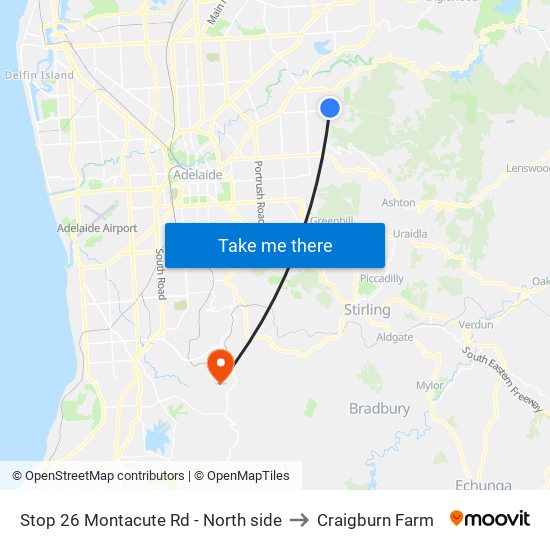 Stop 26 Montacute Rd - North side to Craigburn Farm map