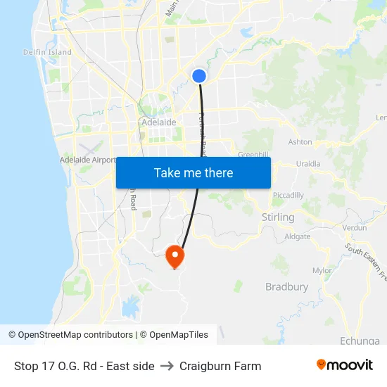 Stop 17 O.G. Rd - East side to Craigburn Farm map