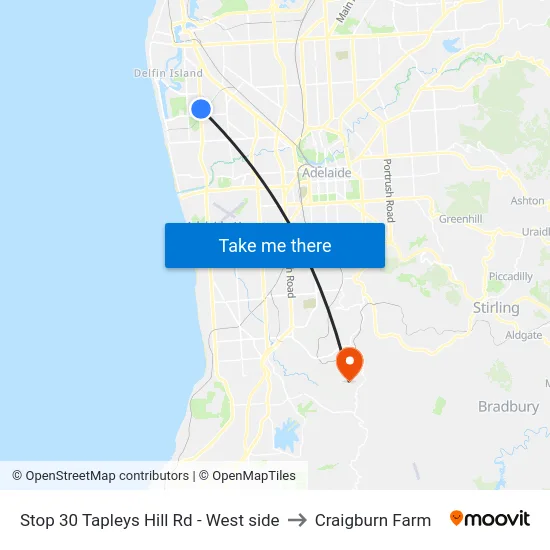 Stop 30 Tapleys Hill Rd - West side to Craigburn Farm map