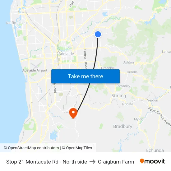 Stop 21 Montacute Rd - North side to Craigburn Farm map