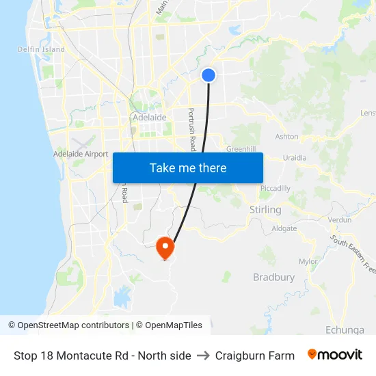 Stop 18 Montacute Rd - North side to Craigburn Farm map