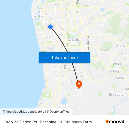 Stop 23 Findon Rd - East side to Craigburn Farm map