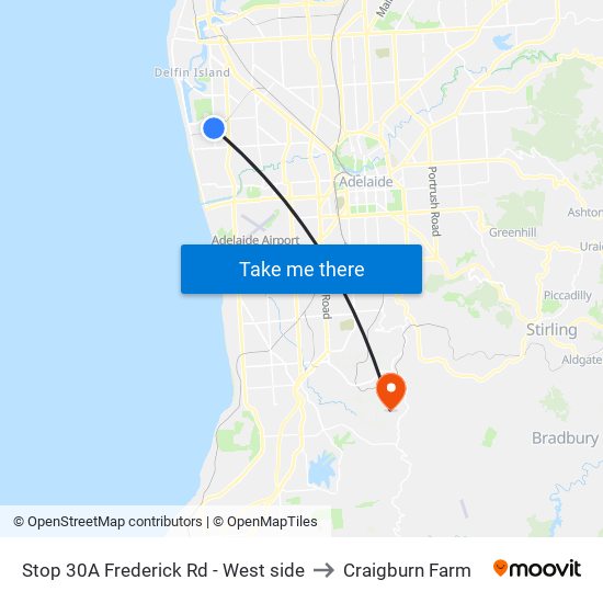 Stop 30A Frederick Rd - West side to Craigburn Farm map