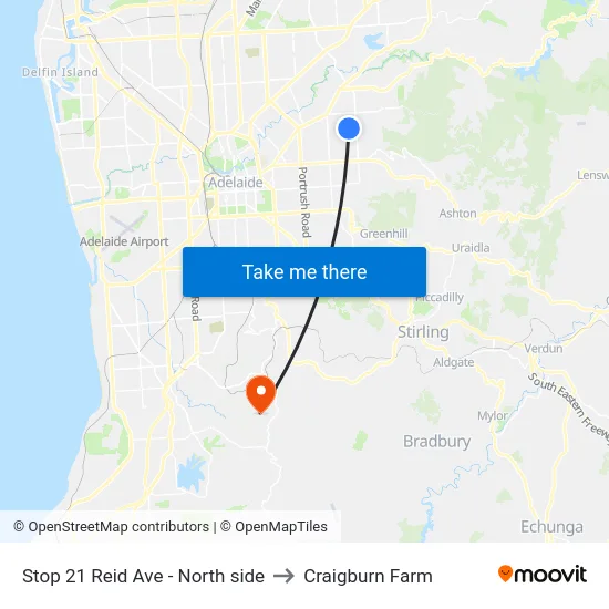 Stop 21 Reid Ave - North side to Craigburn Farm map