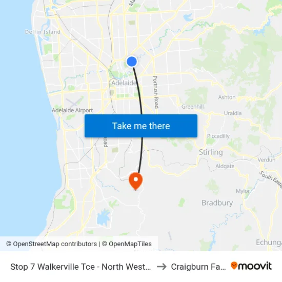 Stop 7 Walkerville Tce - North West side to Craigburn Farm map