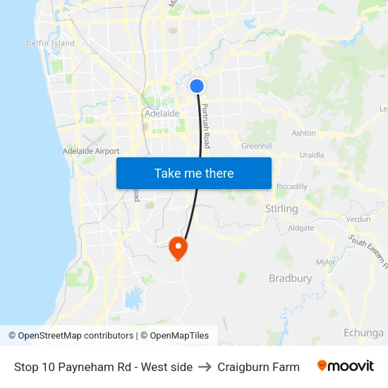 Stop 10 Payneham Rd - West side to Craigburn Farm map