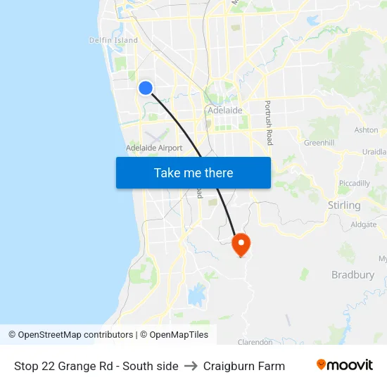 Stop 22 Grange Rd - South side to Craigburn Farm map