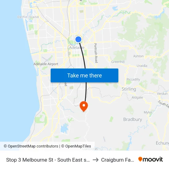 Stop 3 Melbourne St - South East side to Craigburn Farm map