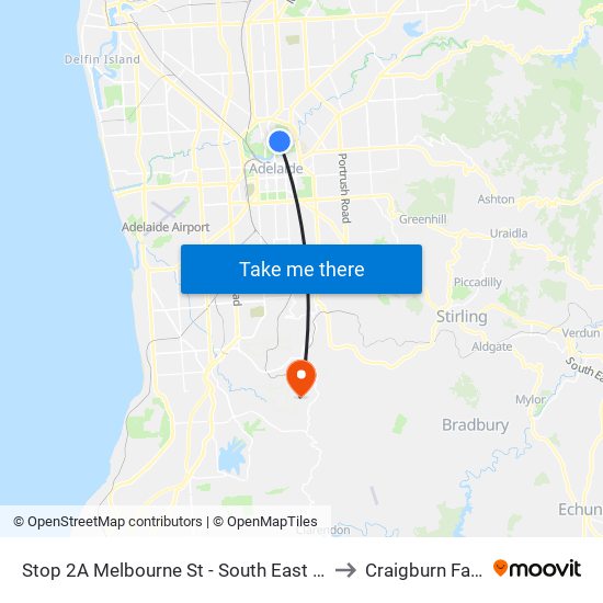 Stop 2A Melbourne St - South East side to Craigburn Farm map