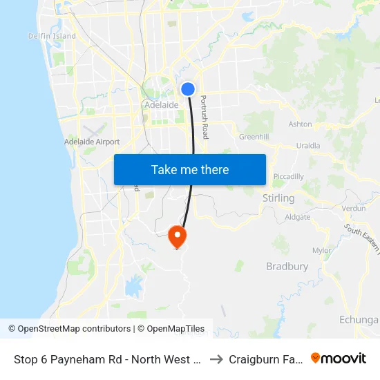 Stop 6 Payneham Rd - North West side to Craigburn Farm map