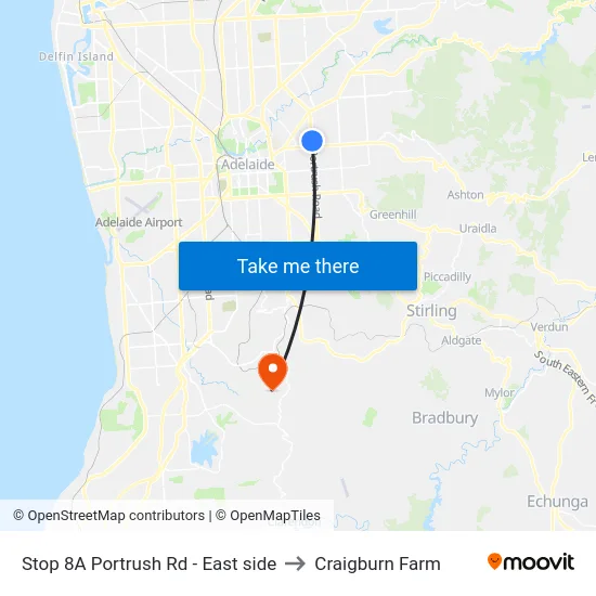 Stop 8A Portrush Rd - East side to Craigburn Farm map