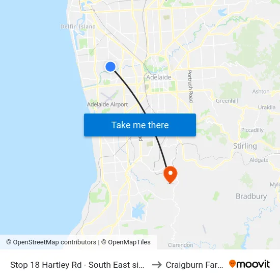 Stop 18 Hartley Rd - South East side to Craigburn Farm map