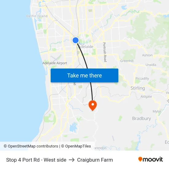 Stop 4 Port Rd - West side to Craigburn Farm map