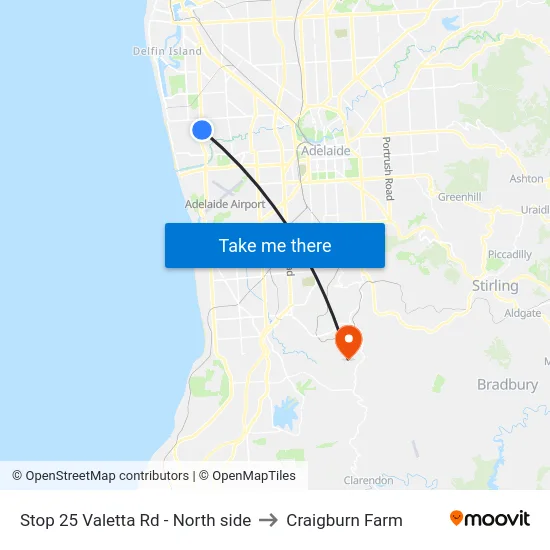 Stop 25 Valetta Rd - North side to Craigburn Farm map