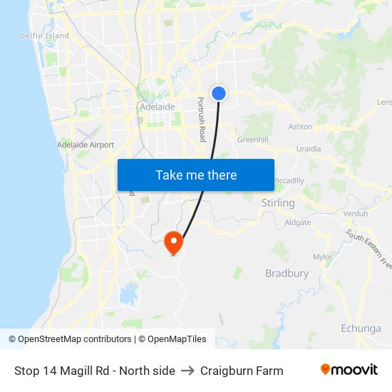 Stop 14 Magill Rd - North side to Craigburn Farm map