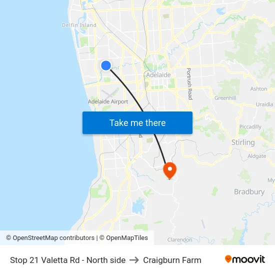 Stop 21 Valetta Rd - North side to Craigburn Farm map