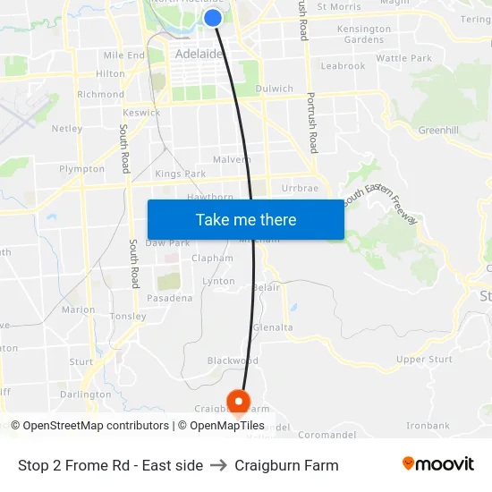 Stop 2 Frome Rd - East side to Craigburn Farm map