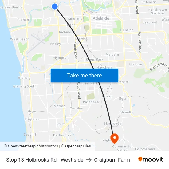 Stop 13 Holbrooks Rd - West side to Craigburn Farm map