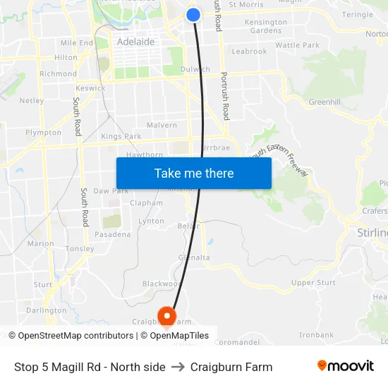 Stop 5 Magill Rd - North side to Craigburn Farm map