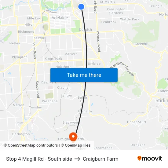 Stop 4 Magill Rd - South side to Craigburn Farm map