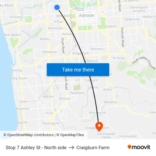 Stop 7 Ashley St - North side to Craigburn Farm map