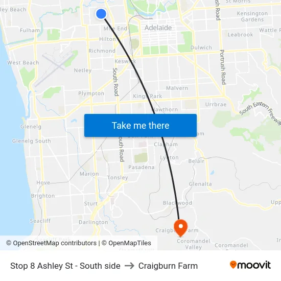 Stop 8 Ashley St - South side to Craigburn Farm map