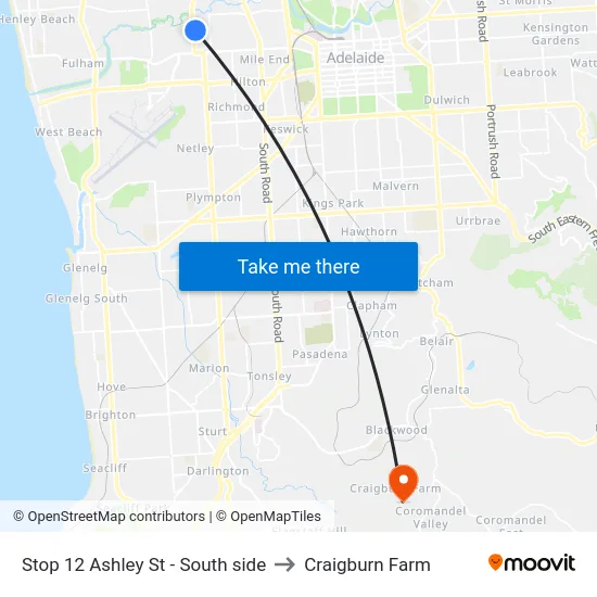 Stop 12 Ashley St - South side to Craigburn Farm map