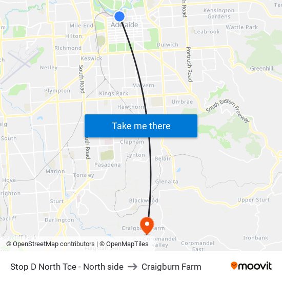 Stop D North Tce - North side to Craigburn Farm map