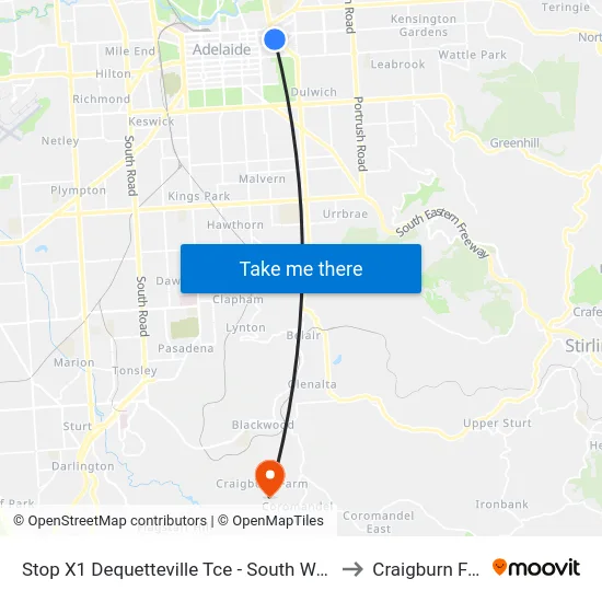 Stop X1 Dequetteville Tce - South West side to Craigburn Farm map