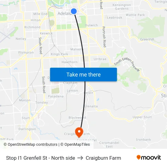 Stop I1 Grenfell St - North side to Craigburn Farm map