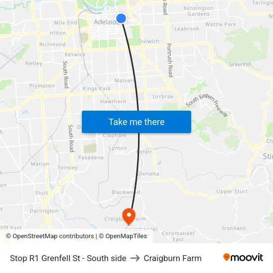 Stop R1 Grenfell St - South side to Craigburn Farm map