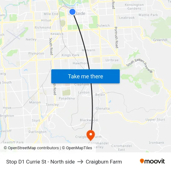 Stop D1 Currie St - North side to Craigburn Farm map