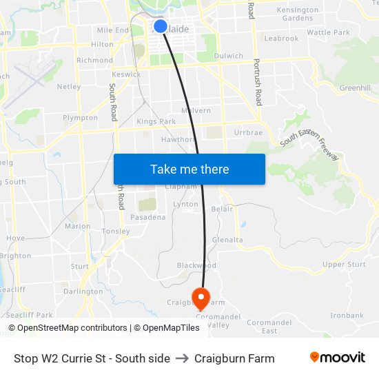 Stop W2 Currie St - South side to Craigburn Farm map
