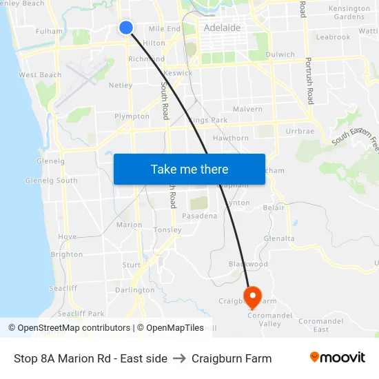 Stop 8A Marion Rd - East side to Craigburn Farm map
