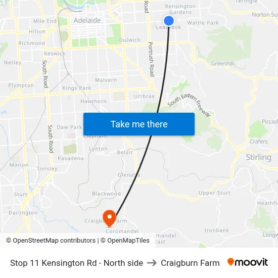 Stop 11 Kensington Rd - North side to Craigburn Farm map