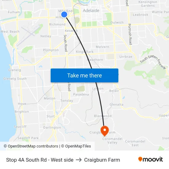 Stop 4A South Rd - West side to Craigburn Farm map
