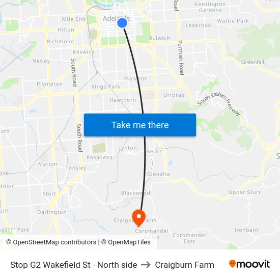 Stop G2 Wakefield St - North side to Craigburn Farm map