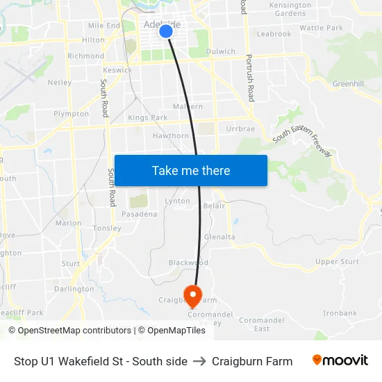 Stop U1 Wakefield St - South side to Craigburn Farm map