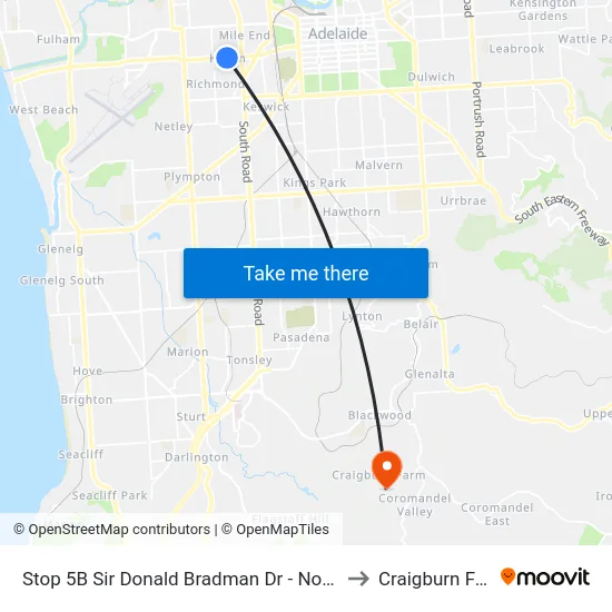 Stop 5B Sir Donald Bradman Dr - North side to Craigburn Farm map