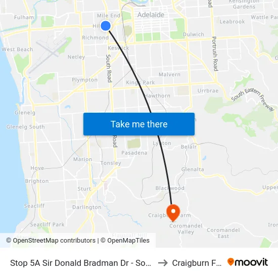 Stop 5A Sir Donald Bradman Dr - South side to Craigburn Farm map