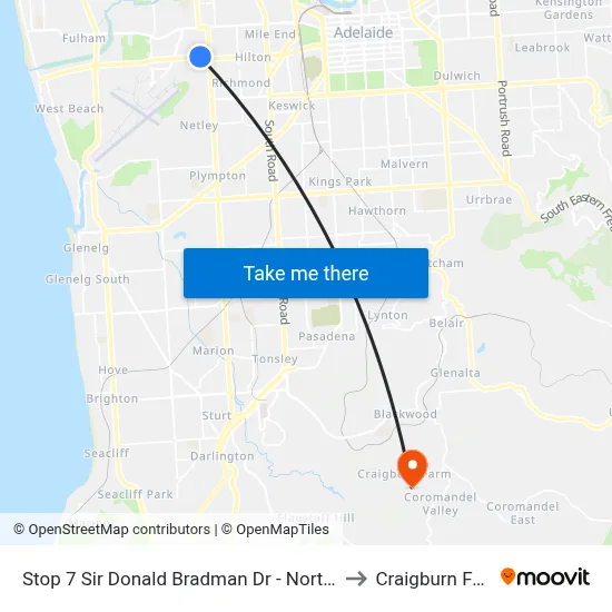 Stop 7 Sir Donald Bradman Dr - North side to Craigburn Farm map