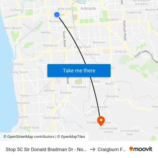 Stop 5C Sir Donald Bradman Dr - North side to Craigburn Farm map