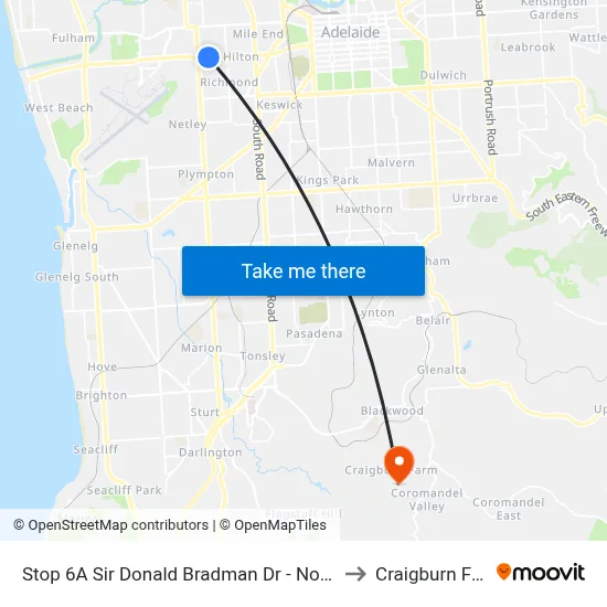 Stop 6A Sir Donald Bradman Dr - North side to Craigburn Farm map