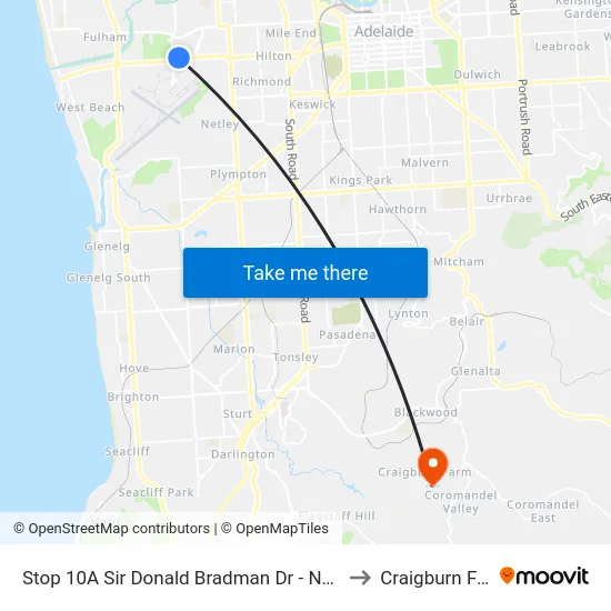 Stop 10A Sir Donald Bradman Dr - North side to Craigburn Farm map