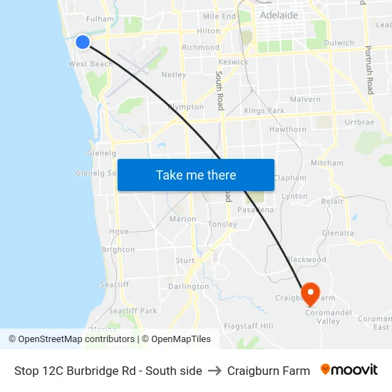 Stop 12C Burbridge Rd - South side to Craigburn Farm map