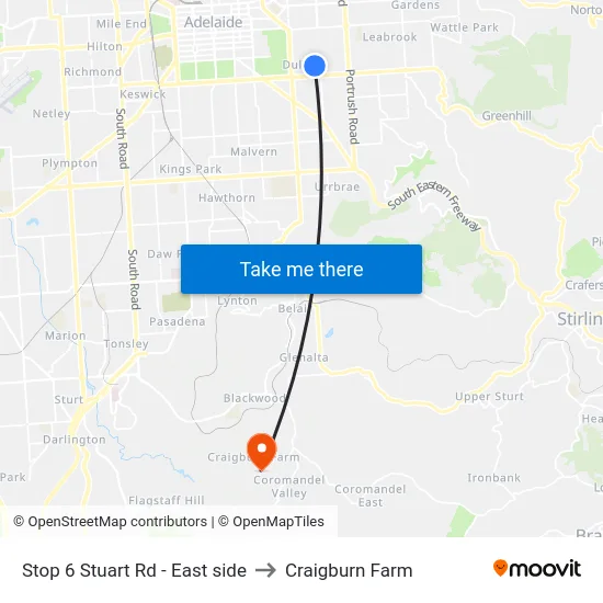 Stop 6 Stuart Rd - East side to Craigburn Farm map